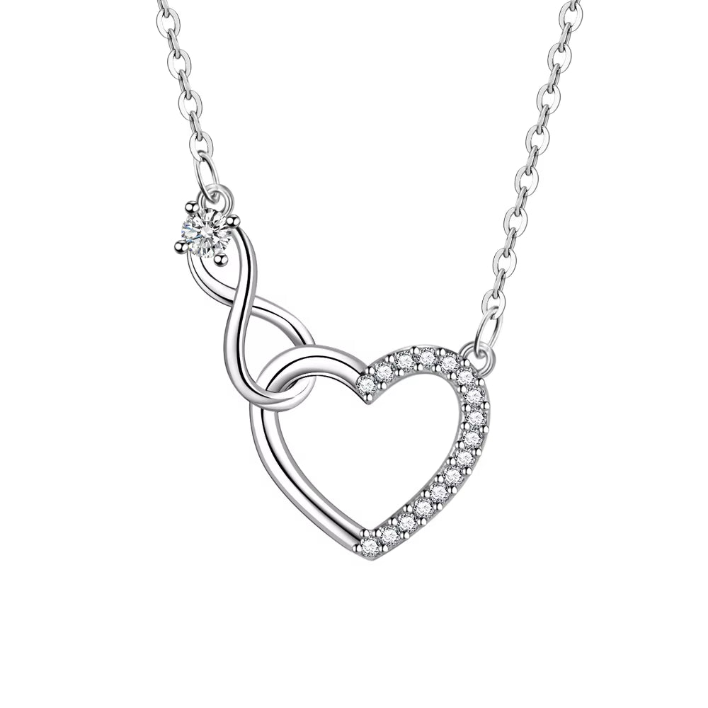 ForestGem - Sterling Silver Heart Interlocking Necklace