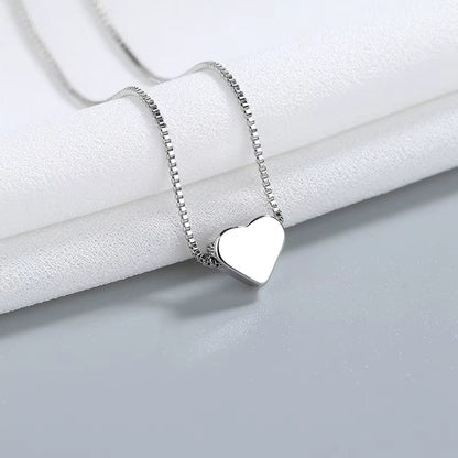 925 Sterling Silver Heart Pendant Necklace Simple Charm Clavicle Chain