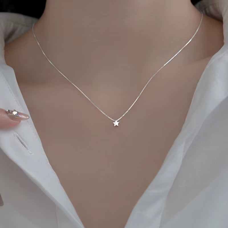 925 Sterling Silver Heart Pendant Necklace Simple Charm Clavicle Chain