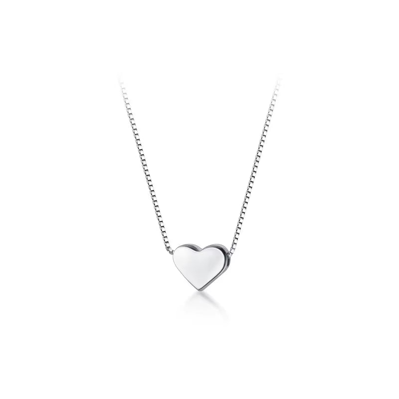 925 Sterling Silver Heart Pendant Necklace Simple Charm Clavicle Chain