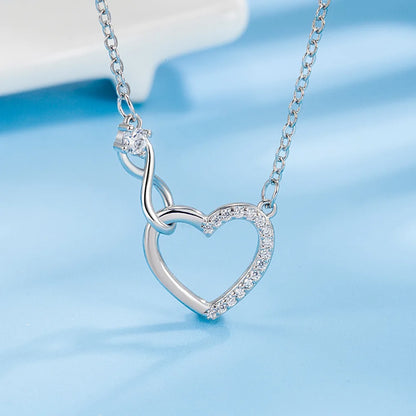 ForestGem - Sterling Silver Heart Interlocking Necklace